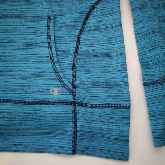 Champion Ladies V-neck Teal Blue Hooded Pullover - Picture 8 of 12